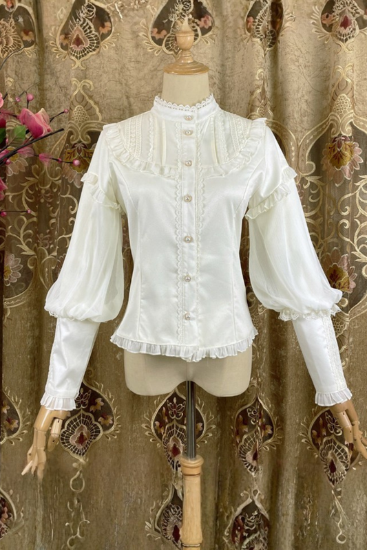 Stand collar retro girly blouse