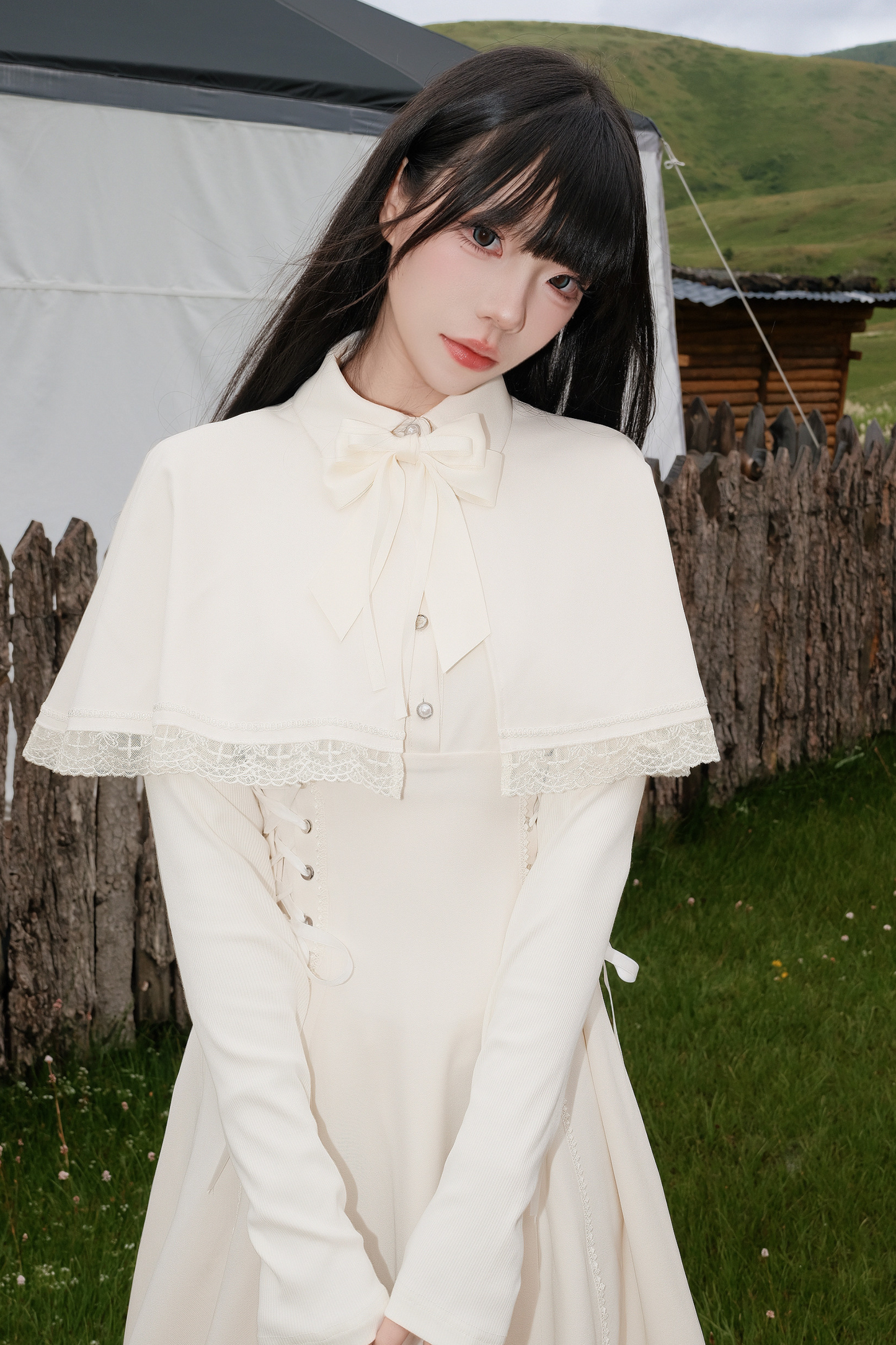 French Cape Elegant Retro Dress