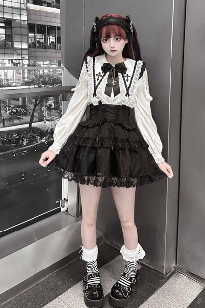 Heiliges Kreuz Flatterärmel Trägerrock + Shirt