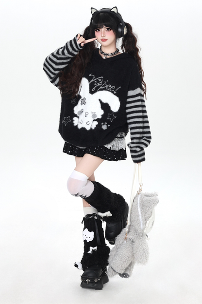 バニーボーダーフードニット