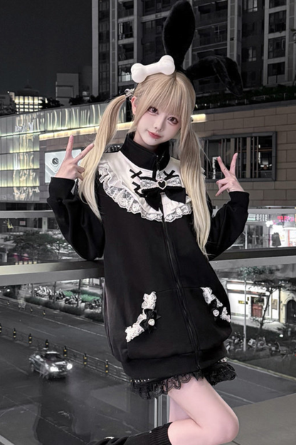 Dark-Puppen-Sweatshirt-Jacke mit Reißverschluss