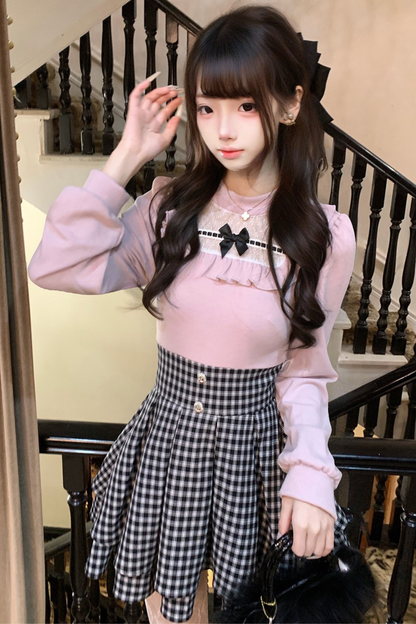 Sweet Graphic Check Dress