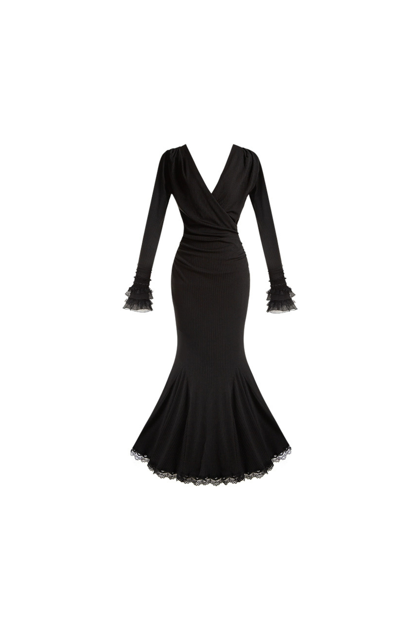 ローVネックニットストレッチスリムワンピース