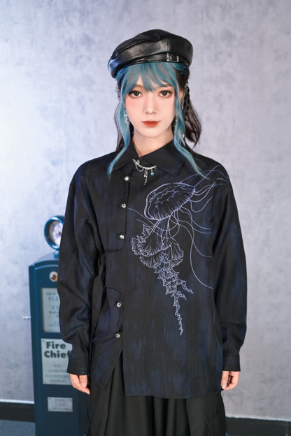 Asymmetrical Chinese design shirt