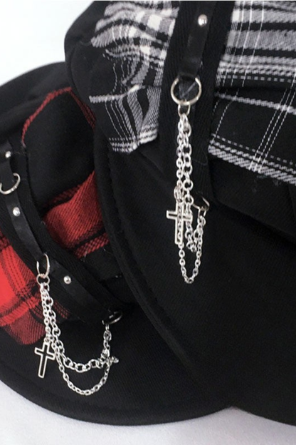 暗黑格纹云朵帽