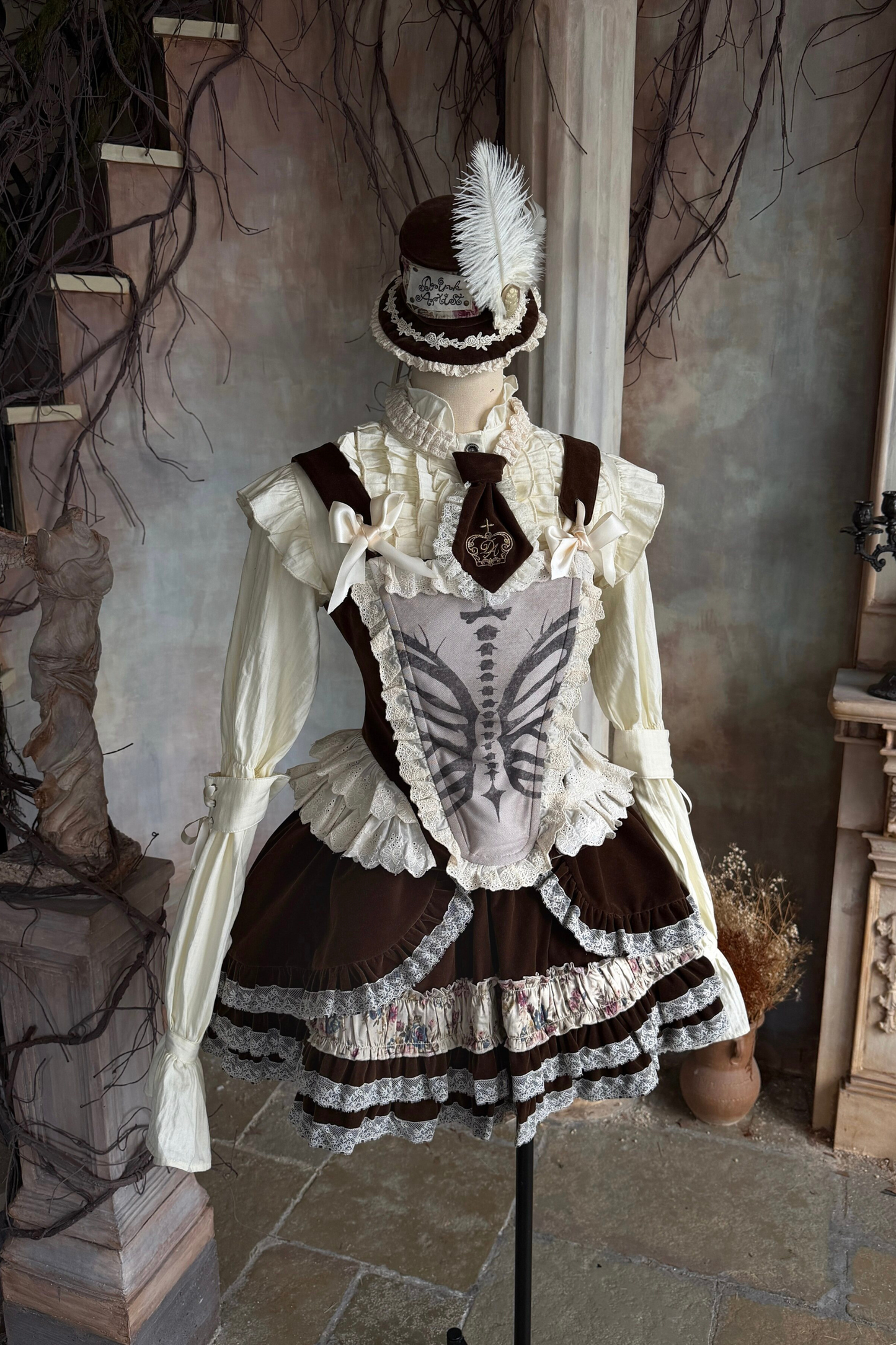 ヴェルベットフローラルレーススカート