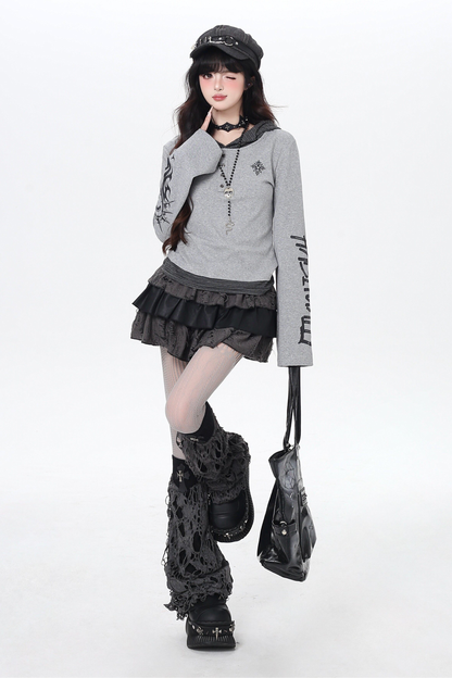 ゴシックアームデザインフードトップス