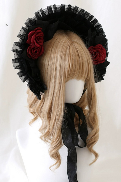 Rose Frill Lolita Bonnet