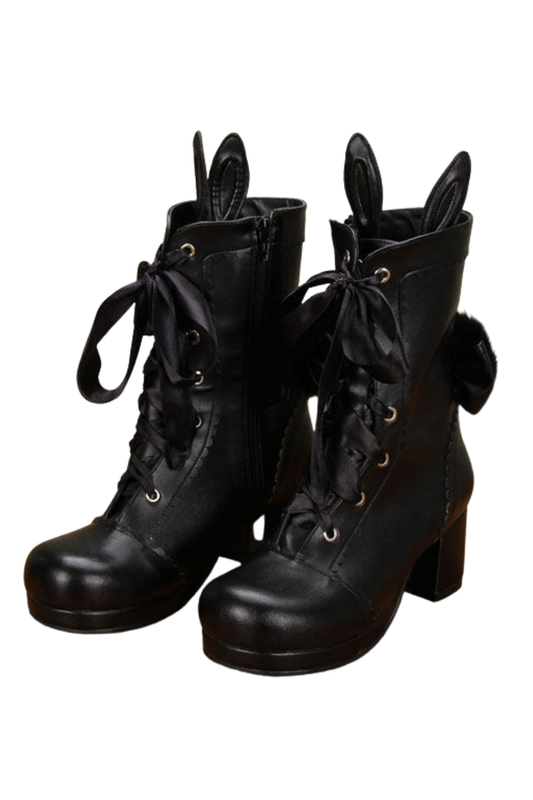 Lolita Bunny Ears Ribbon Boots