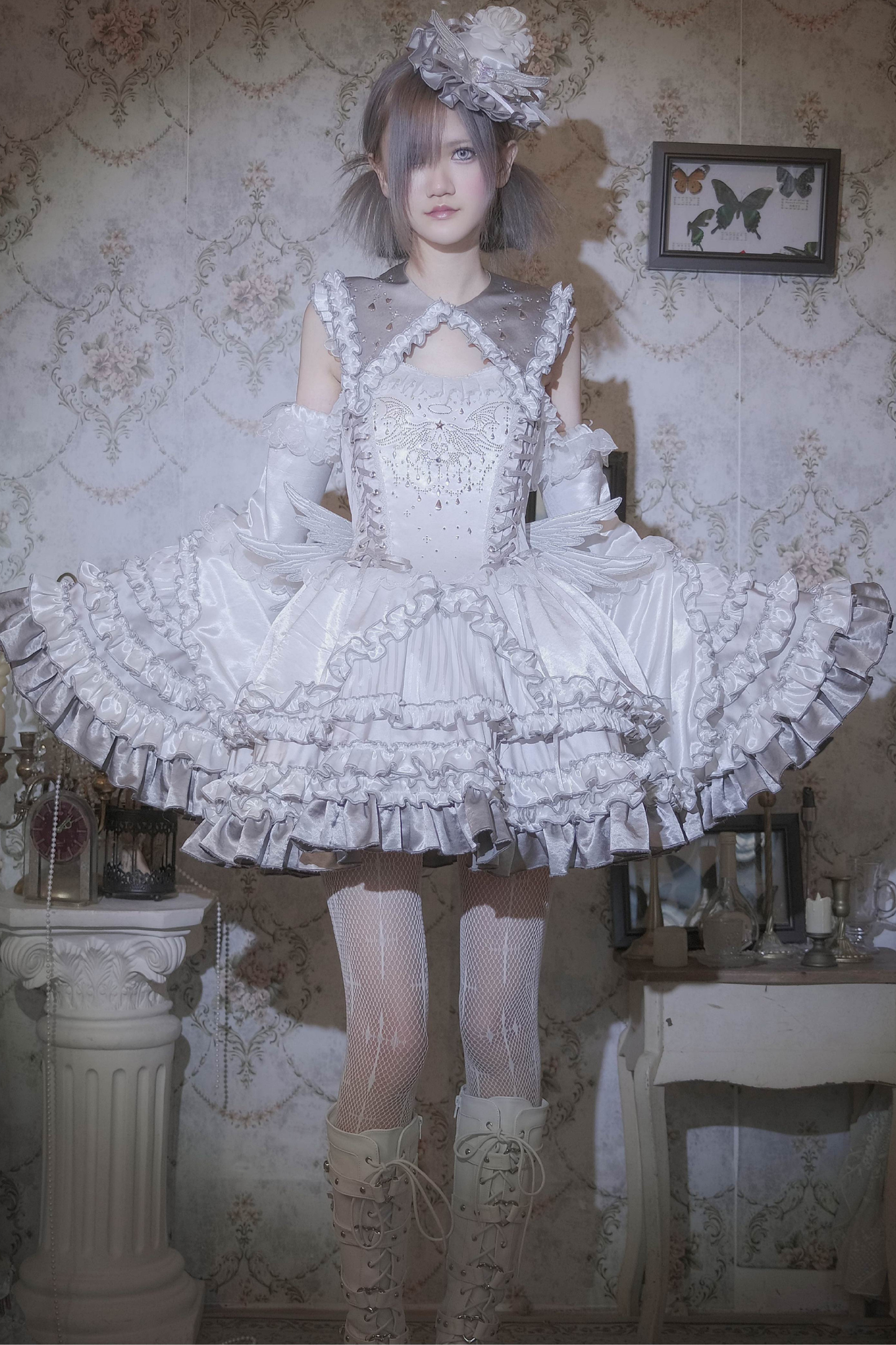 メタリックフリルスプリットスリーブ