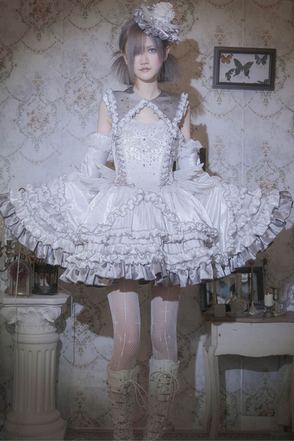 メタリックフリルスプリットスリーブ