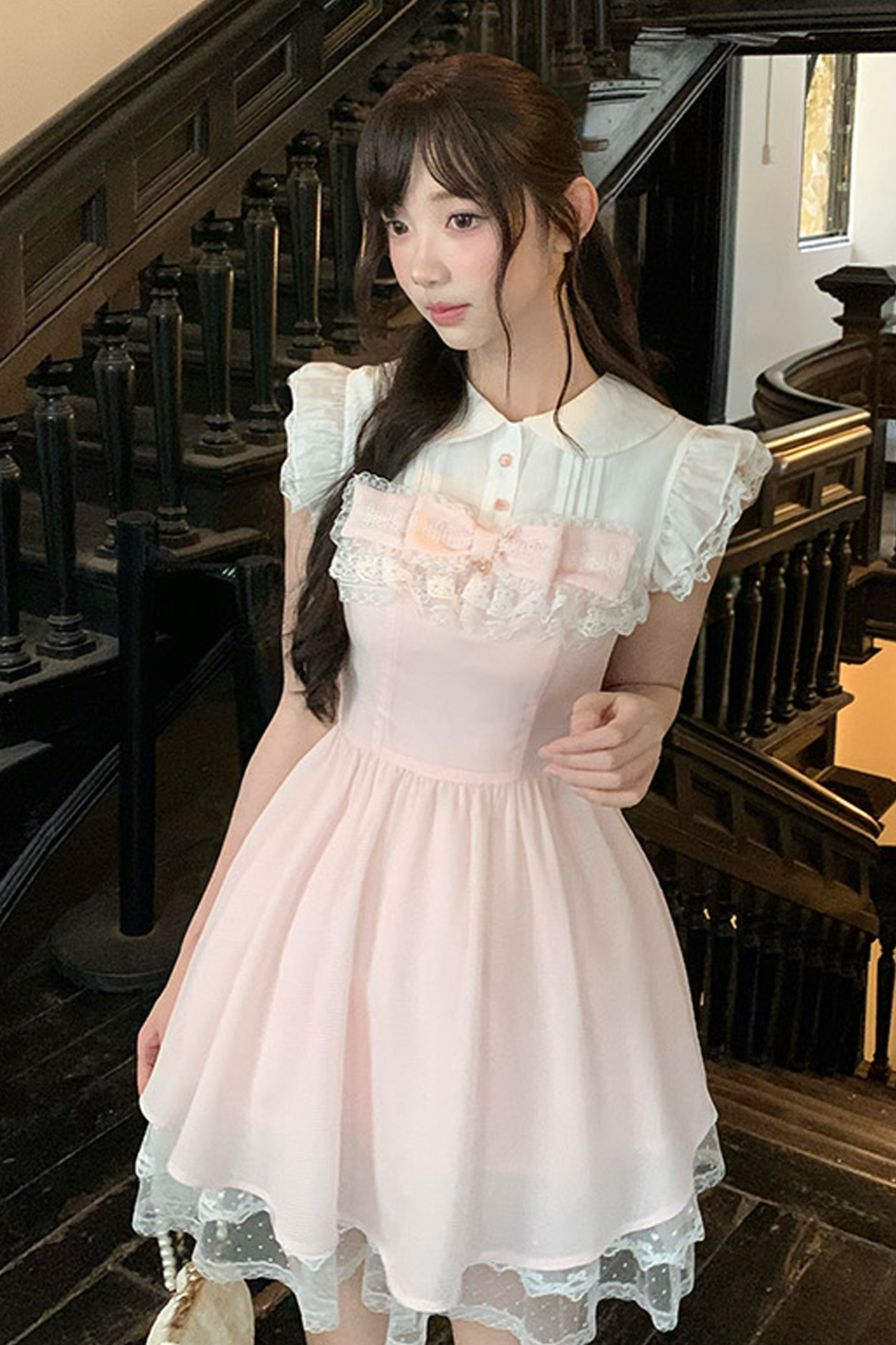 甜美风蕾丝公主连衣裙