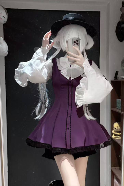 Spitzen-Glockenärmel-Kleid + Hose