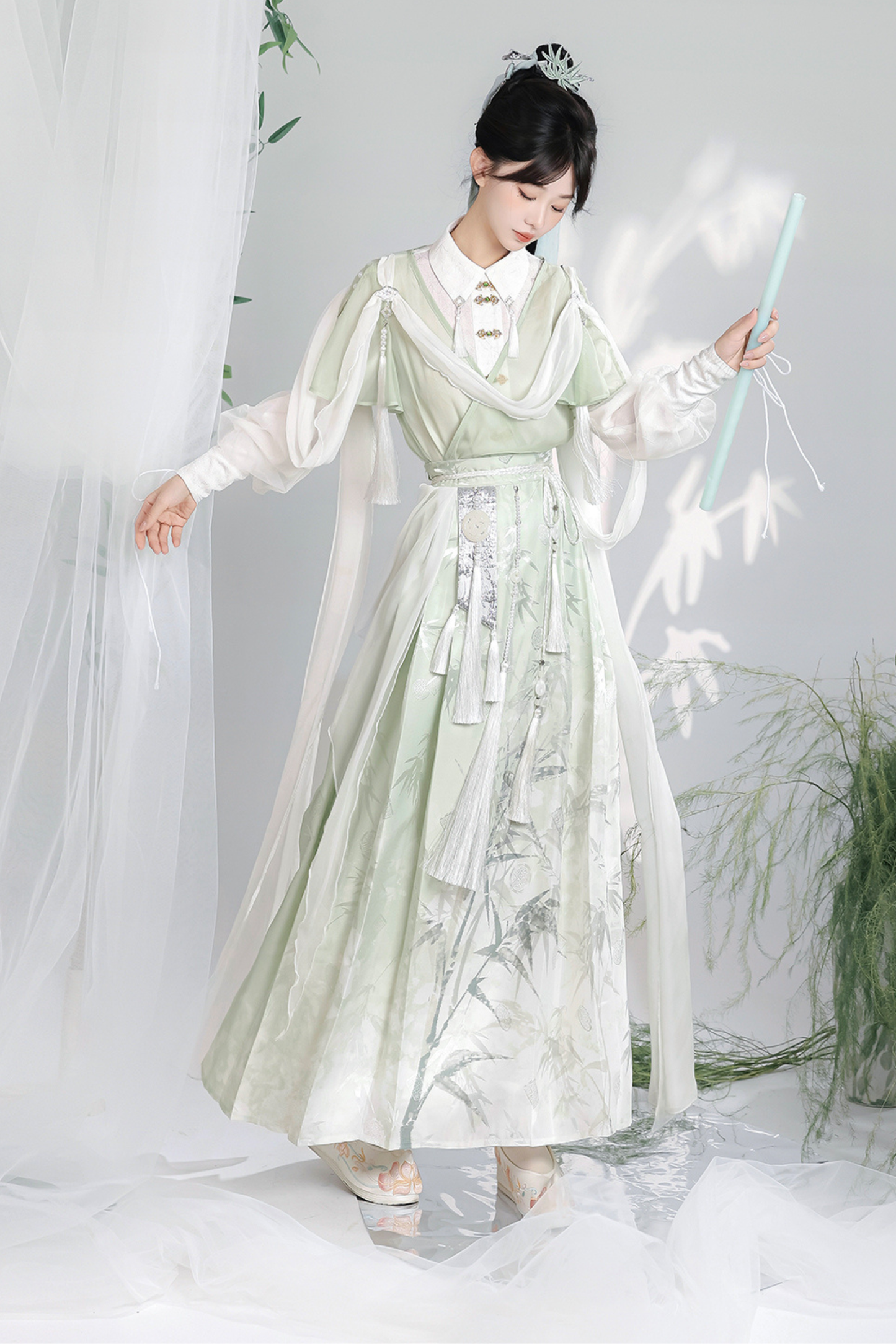 Forest Roman China Top + Outerwear + Skirt