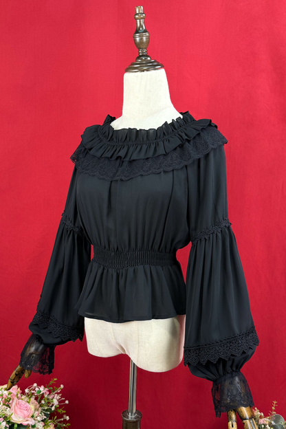 Off-the-shoulder long sleeve Lolita blouse