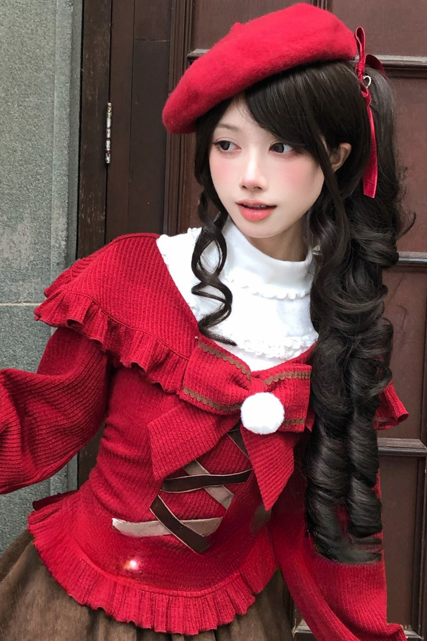 クリスマスガーリーニット+インナー+スカート