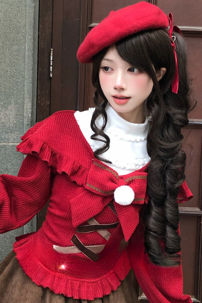 クリスマスガーリーニット+インナー+スカート