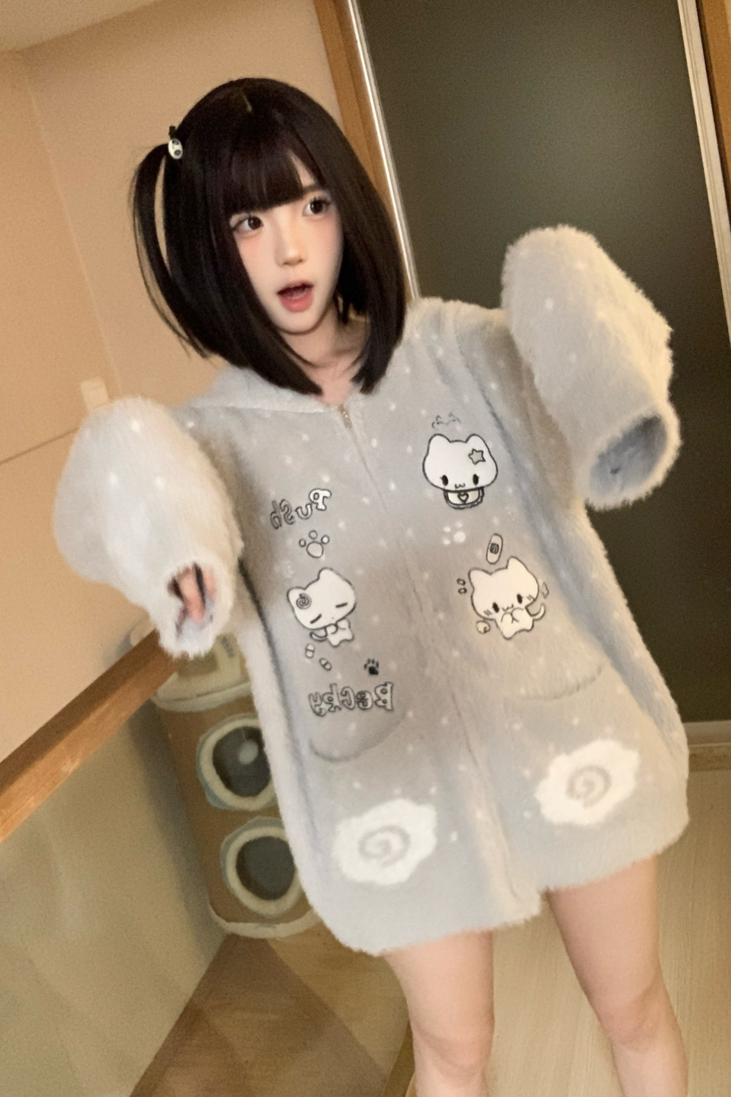 キャットフードニットルーズカーディガン