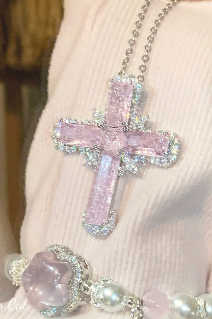 Cracked Cross Cute Necklace