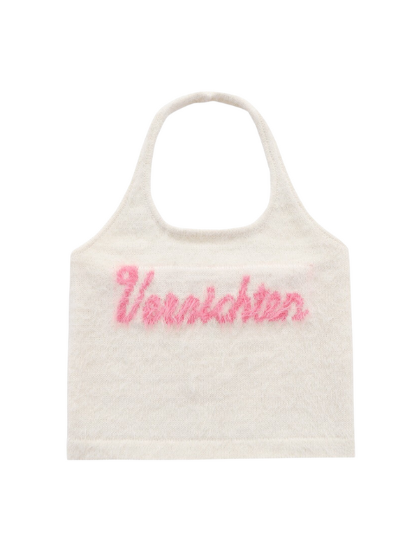 Cardigan Faux Fur Lazy Soft Wax Knit + Halter Neck Top