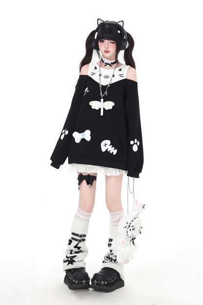 キャットオフショルダートップス