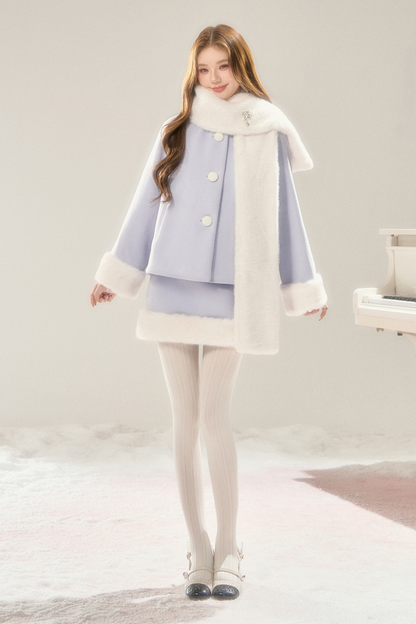 マフラー付きスイートファーコート+ファースカート