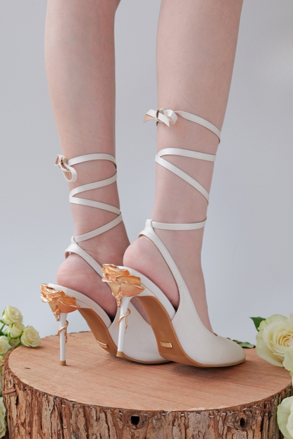 ローズヒールレザーストラップバックヒール