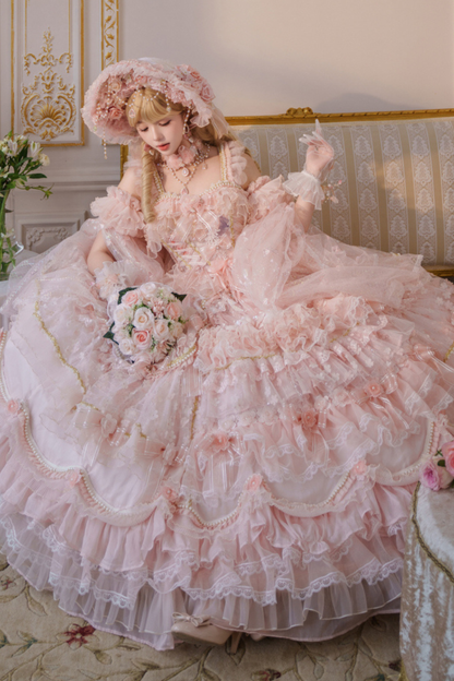 スイートフラワーゴージャスティーパーティーロリータアクセサリーハット+ベール+ネックレス+グローブ+セプター