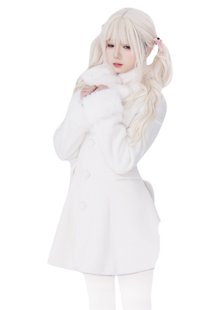Sweet Imitation Fox Fur Girl Coat