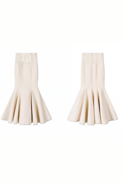 Elegant off-the-shoulder knit + mermaid skirt