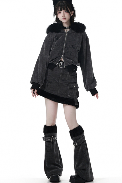 リトルウルフファージャケット+アシメスカート+レッグカバー