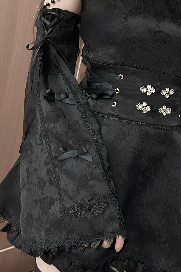 【予約商品】地雷チャイナスタイトップス＋フリルパンツ＋アクセサリー