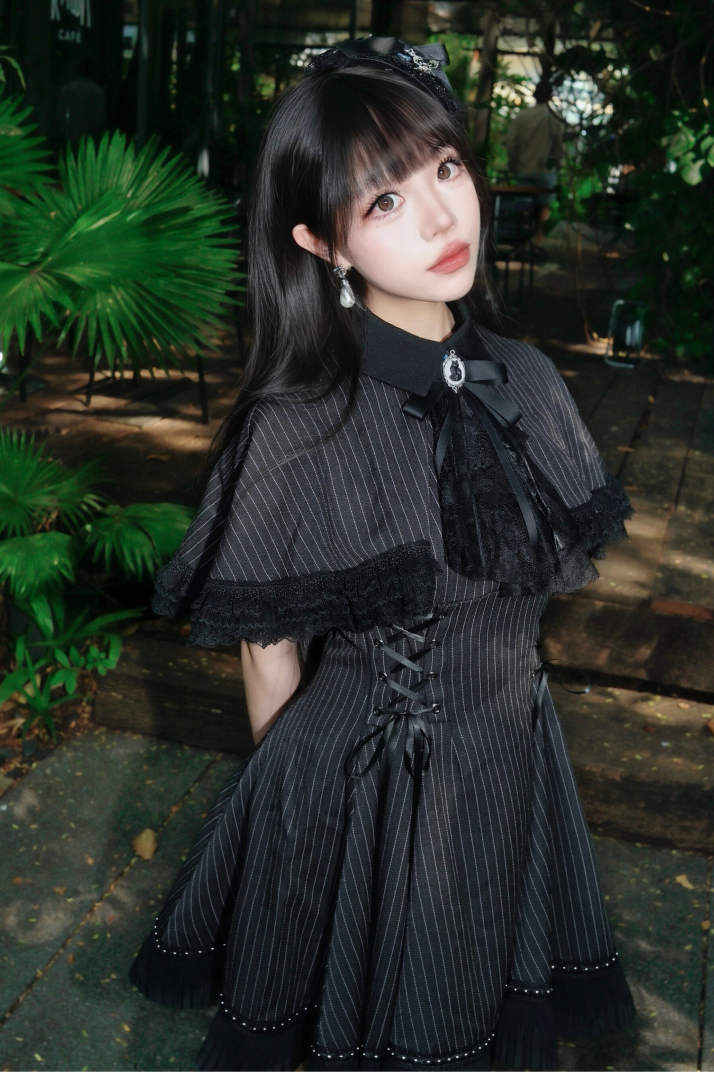 French Stripe Cape Dress