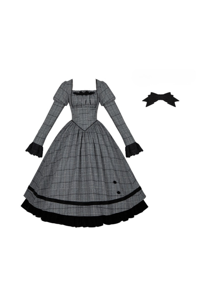 Check Fishbone Chest JSK + Dress + Innerwear + Ribbon + Hat