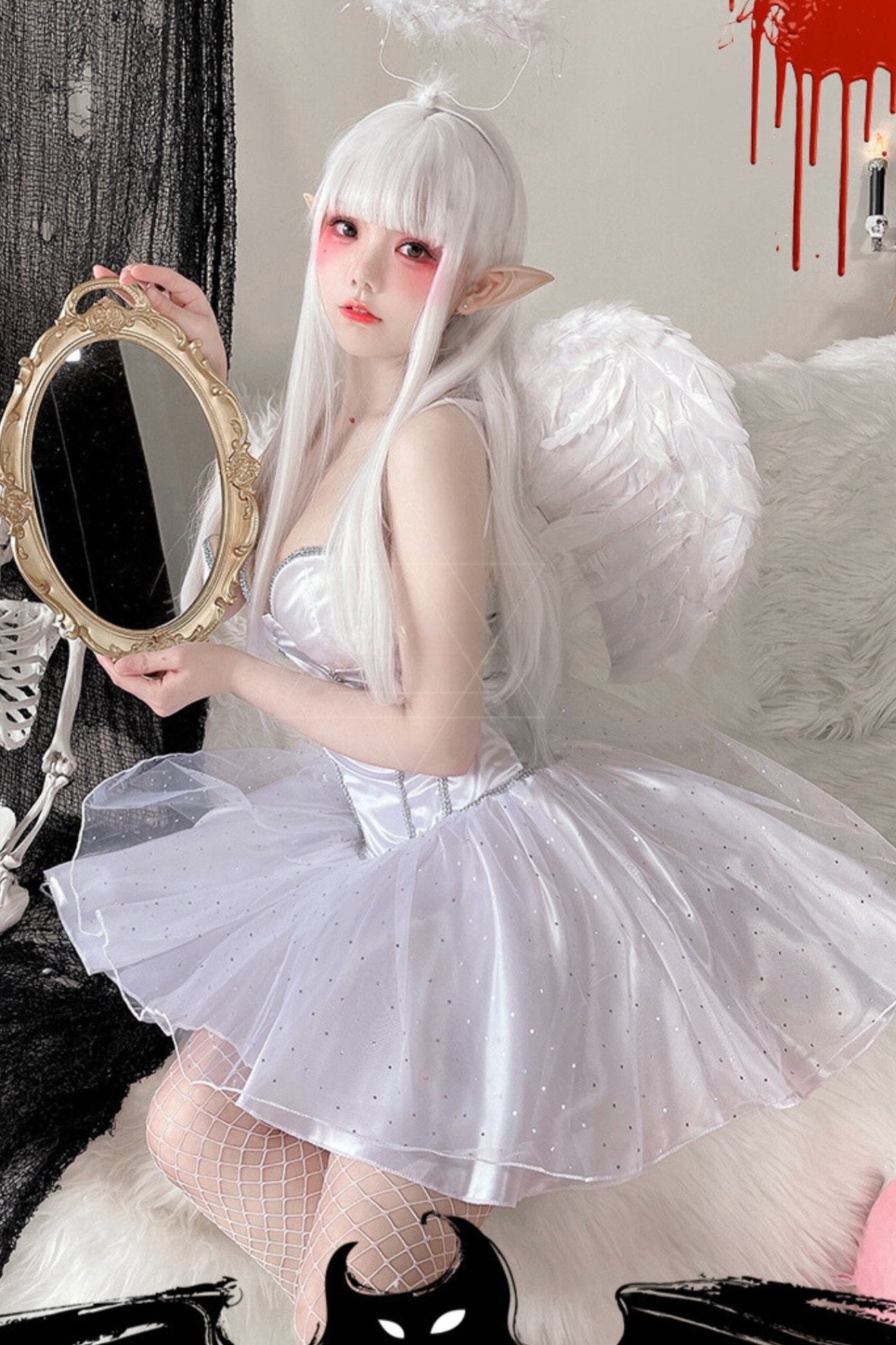 White Angel Ghost Bride Witch Dress Set