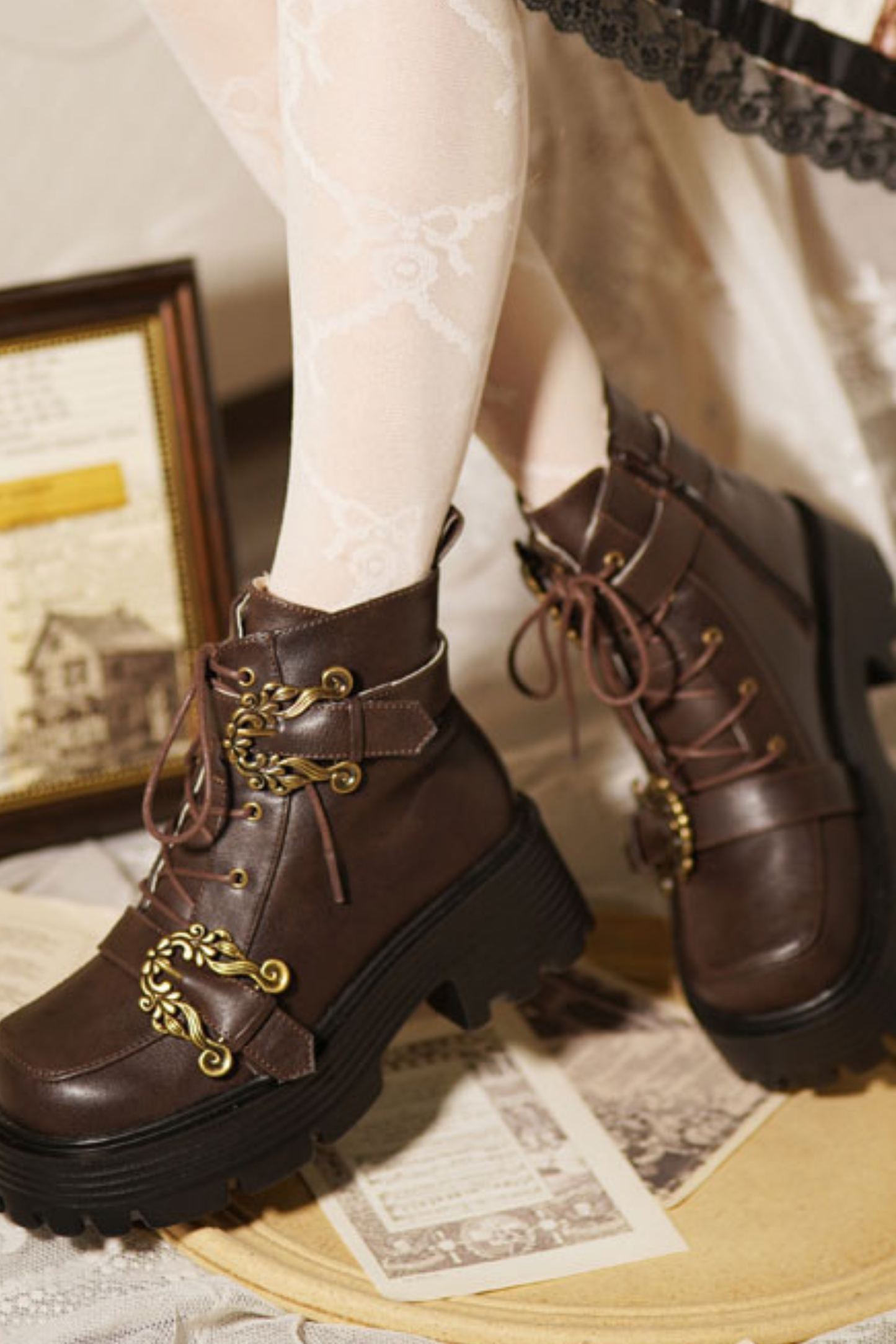 レトロデザインオールドショートブーツ