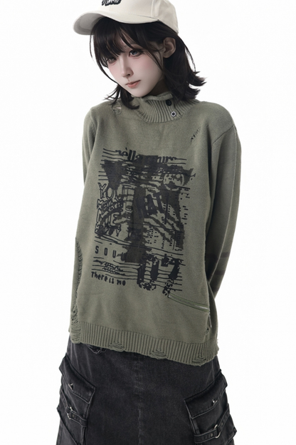 ストライプパッチワークデザインセーター