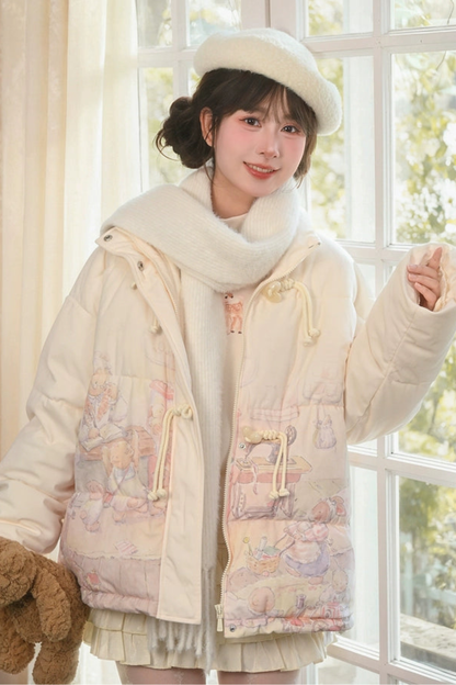 フェアリーテールレースカラー付きダウンジャケット
