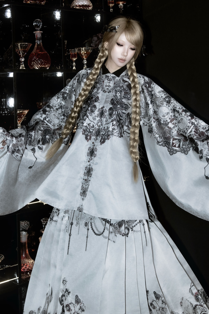 Gothic Skirt + Big Sleeve Jacket + Pleated Long Skirt