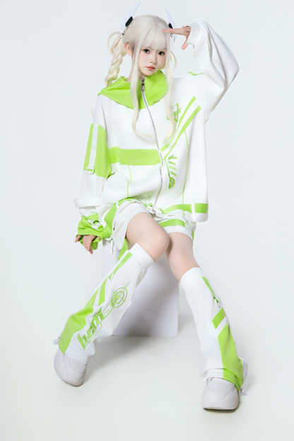 サイバーサブカルジャージジャケット+ショートパンツ+レッグカバー