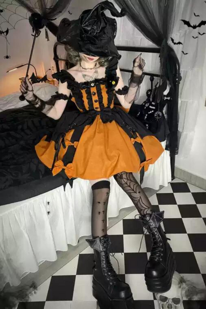 [Reservation deadline on October 5] Little Witch Halloween Bud Dress Set + Witch Hat