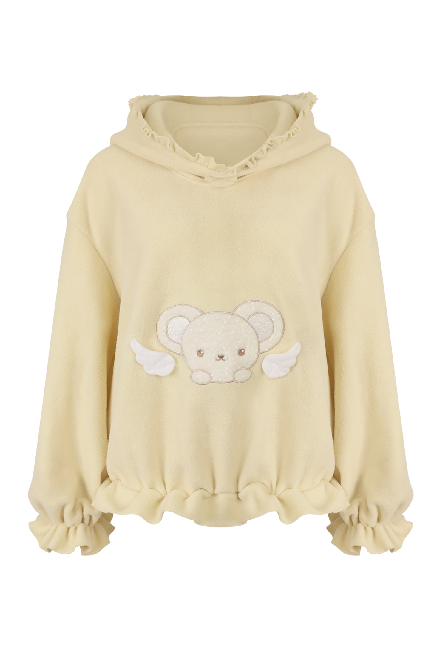 ]クリームベアイエロートップス+モコモコパンツ