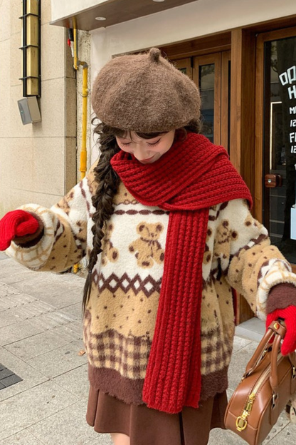 レトロベアジャカードニット