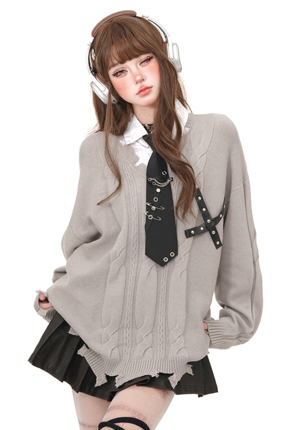 ダークカレッジルーズニット