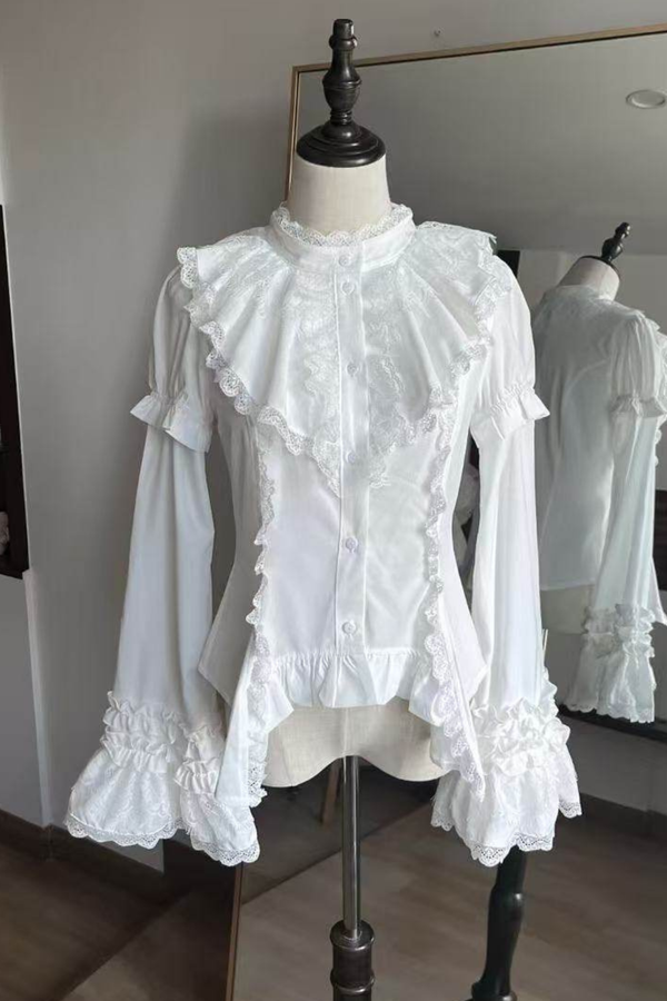 フリルゴシックロリータブラウス+フラワーカラー