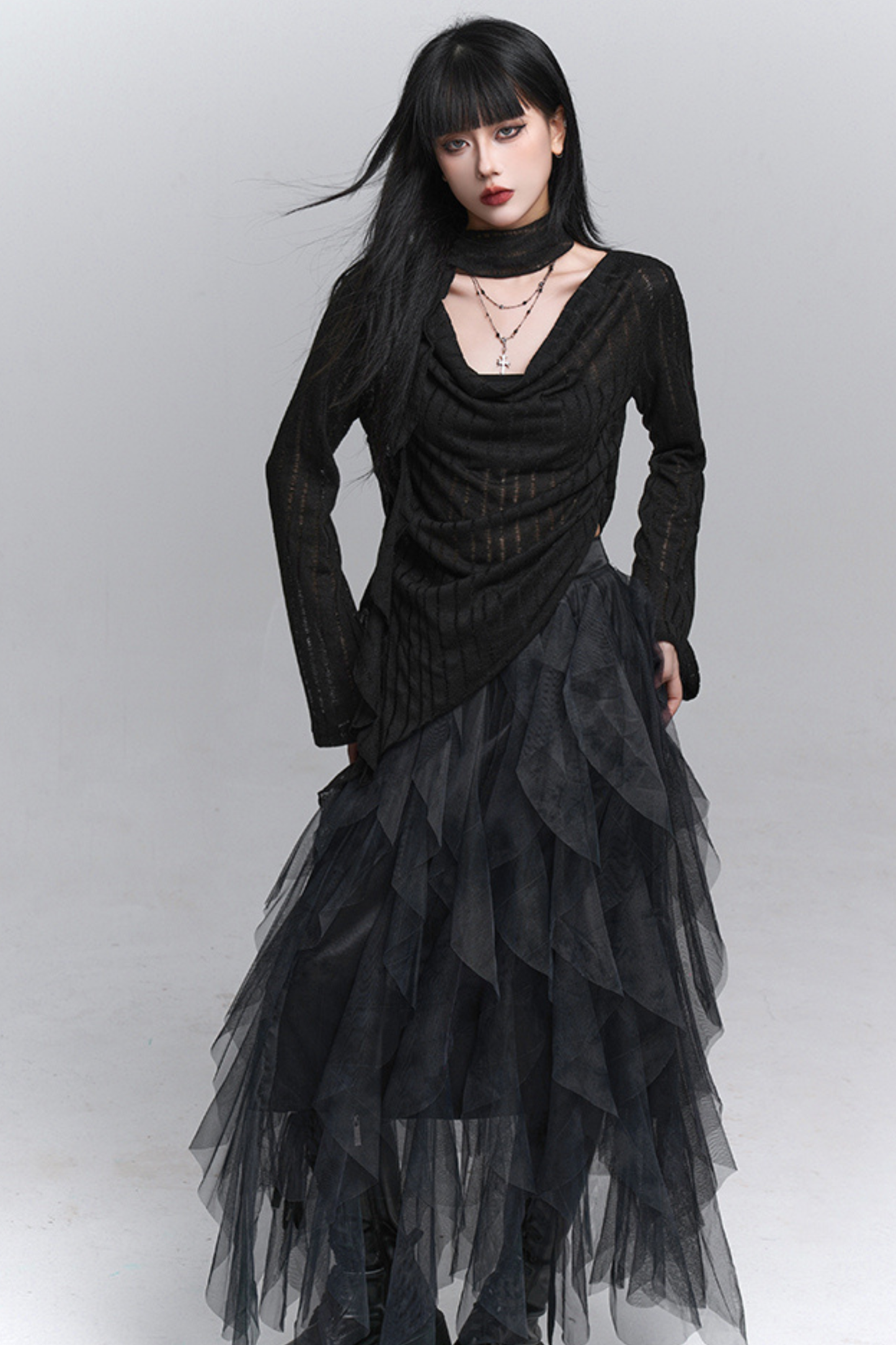 タイダイシアーフェザースカート