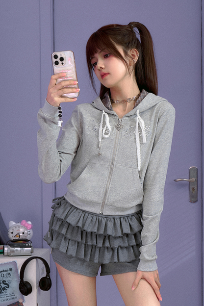 スウィートクールグレースターホットダイヤモンドフードパーカー