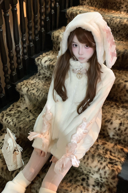 リボンバニーフードジップアップジャケット