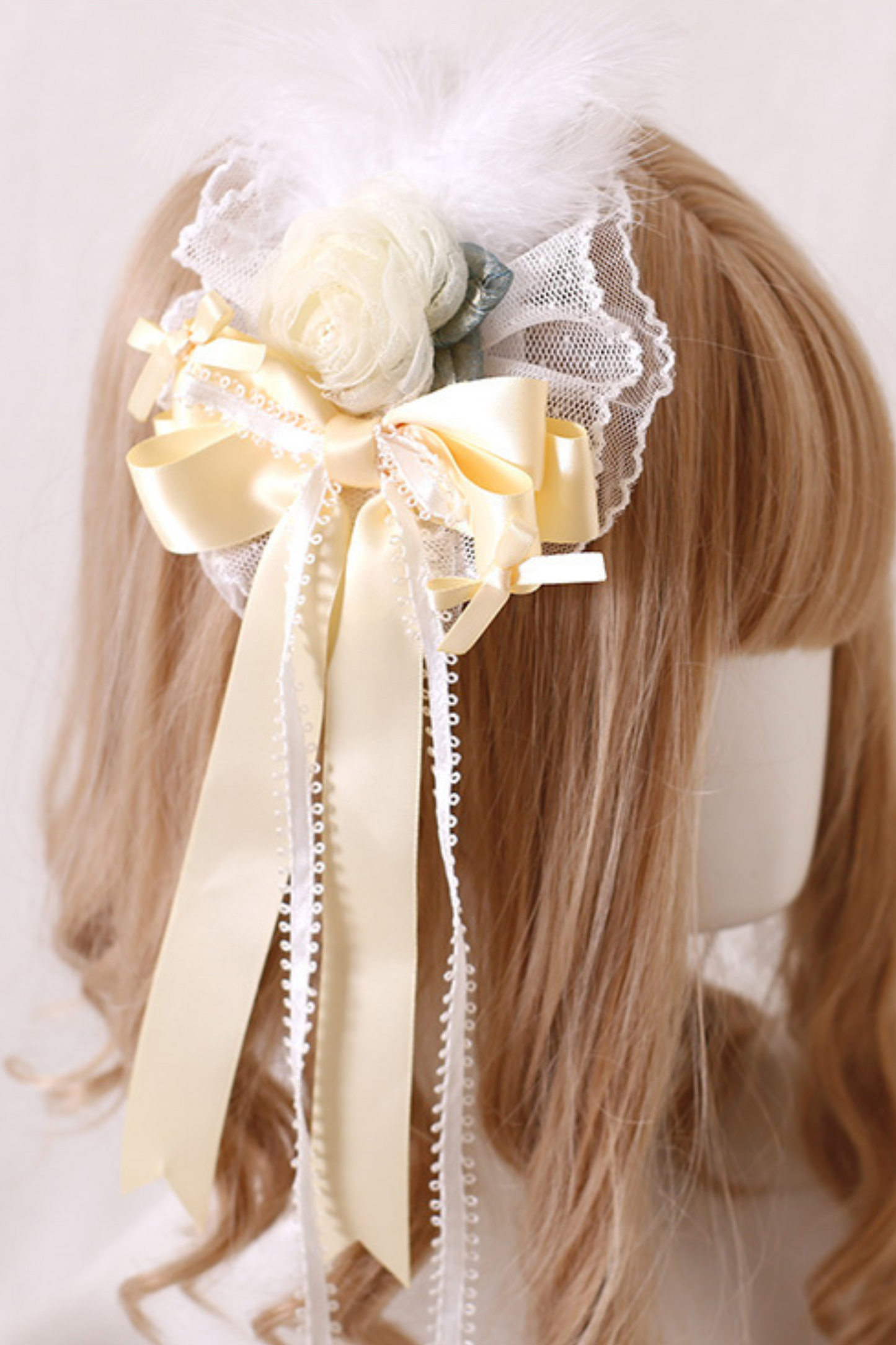 Milk Yellow Silk Satin Ballet Lolita Hair Accessories