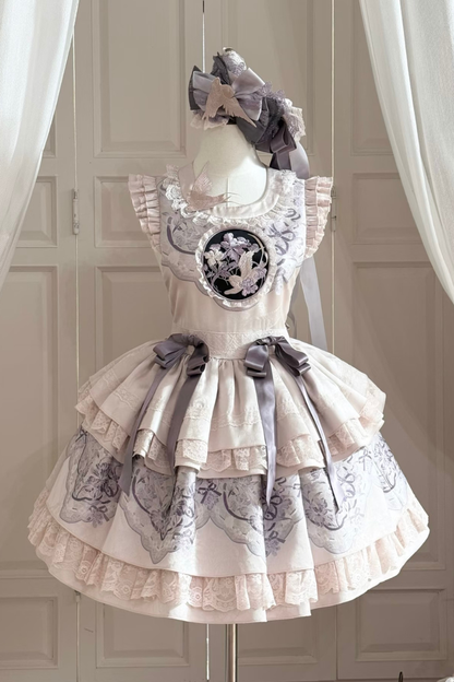 Chinese stand collar jacket + suspender dress + hair band